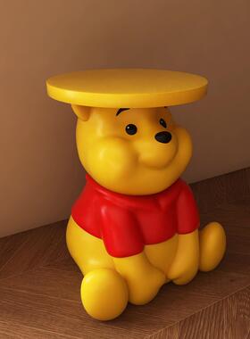 萌萌的维尼熊边桌，创意又好看的客厅，小型活动落地式床头柜，高