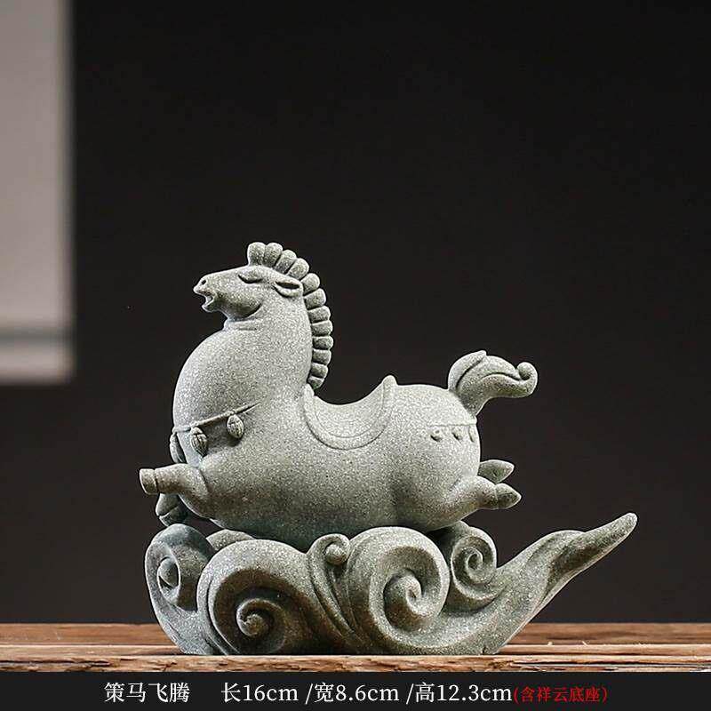 创意青砂石十二生肖马精品茶宠摆件国潮风家居客厅桌面鱼缸装饰品