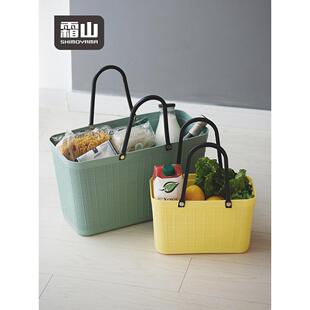 霜山菜篮子手提篮买菜篮子时尚购物篮野餐篮塑料饭盒收纳篮洗澡篮