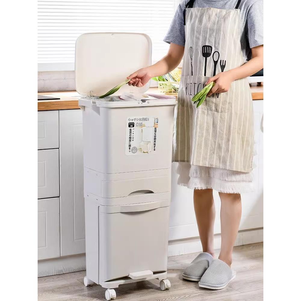 厨房垃圾桶分类二合一家用双层加大容量厨余日式卫生桶创意加高款