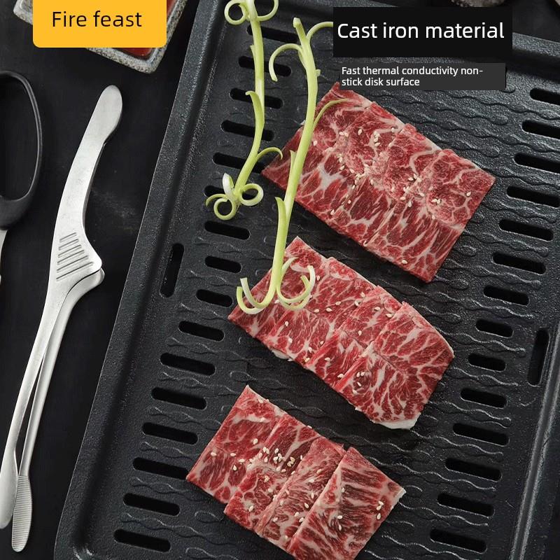 康柏商用电烤盘纸烧烤烤架烧烤烤架烤盘长方形不粘锅麦饭石