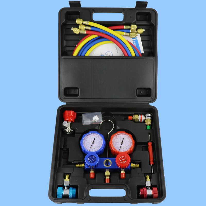 r134a冷媒汽车空调加氟表r410雪种压力双表空调加氟工具套装