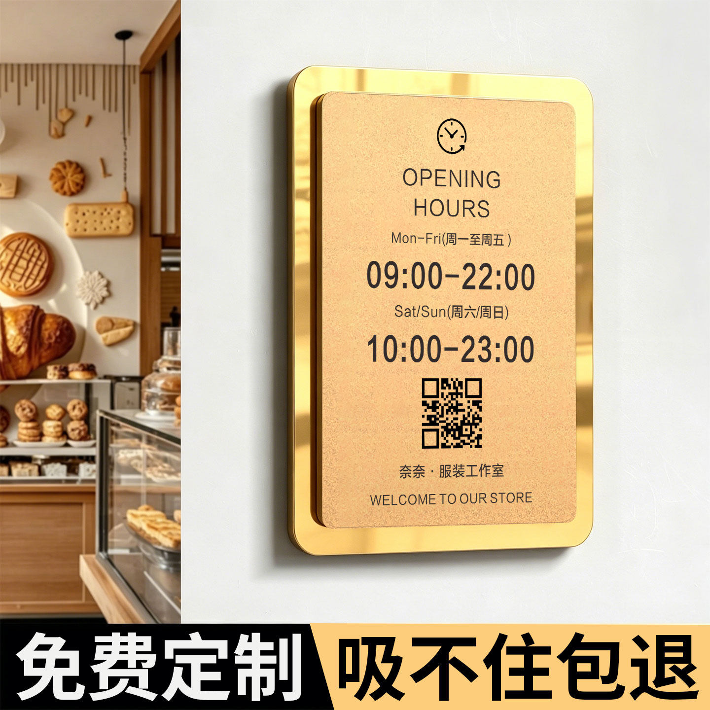 店铺门口营业时间牌亚克力定制