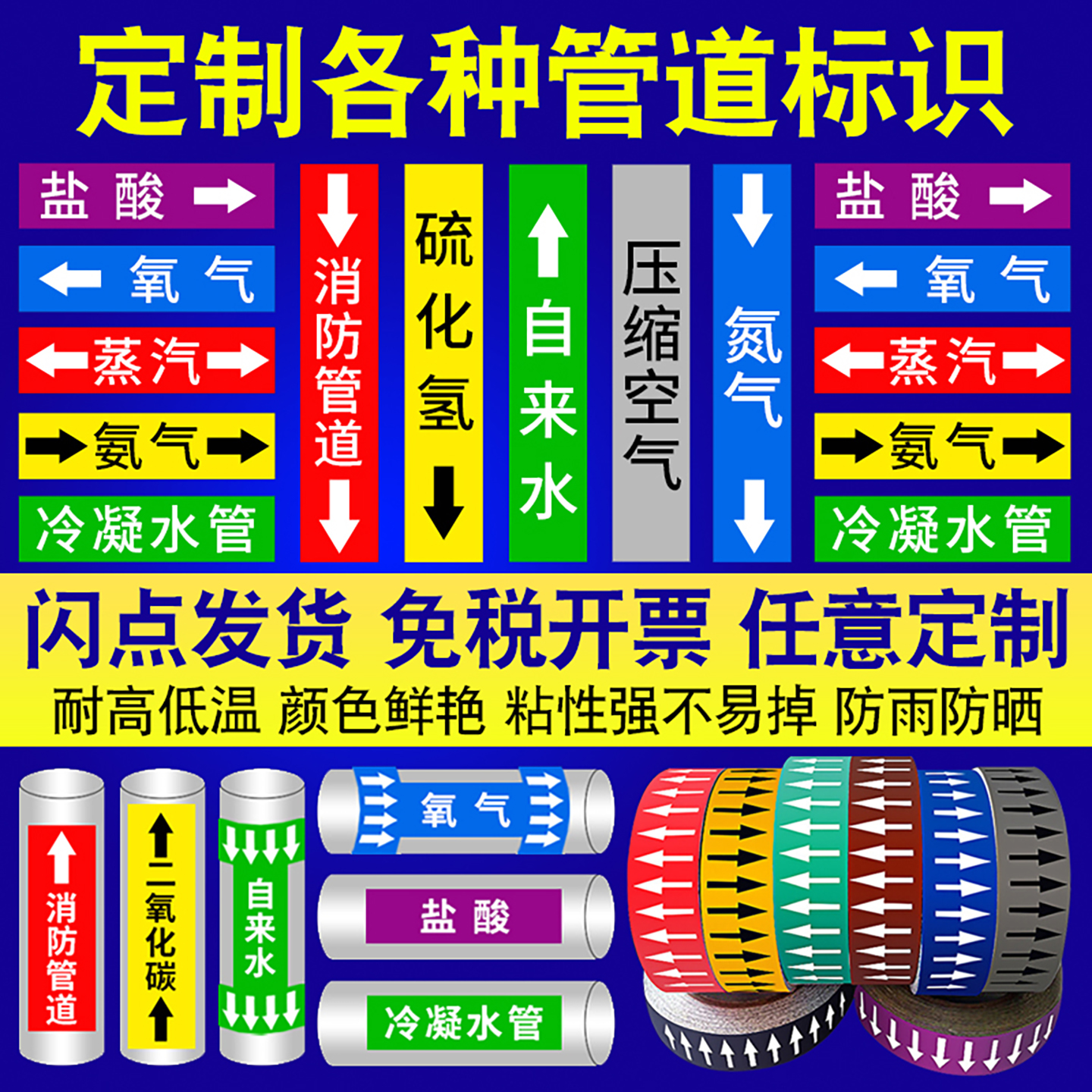 【热销万件】管道标识流向箭头