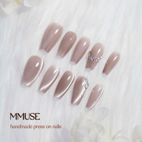 mmuse家-纯手工光疗穿戴甲葡萄冻冻温柔紫粉色系猫眼美甲贴片
