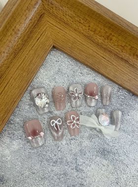 mmuse家-手工穿戴甲高级感夏季清新猫眼美甲气质香风手工光疗甲