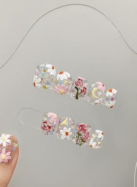 mmuse家-精工手绘春夏花花纯手工穿戴甲片纯欲风可拆卸美甲贴