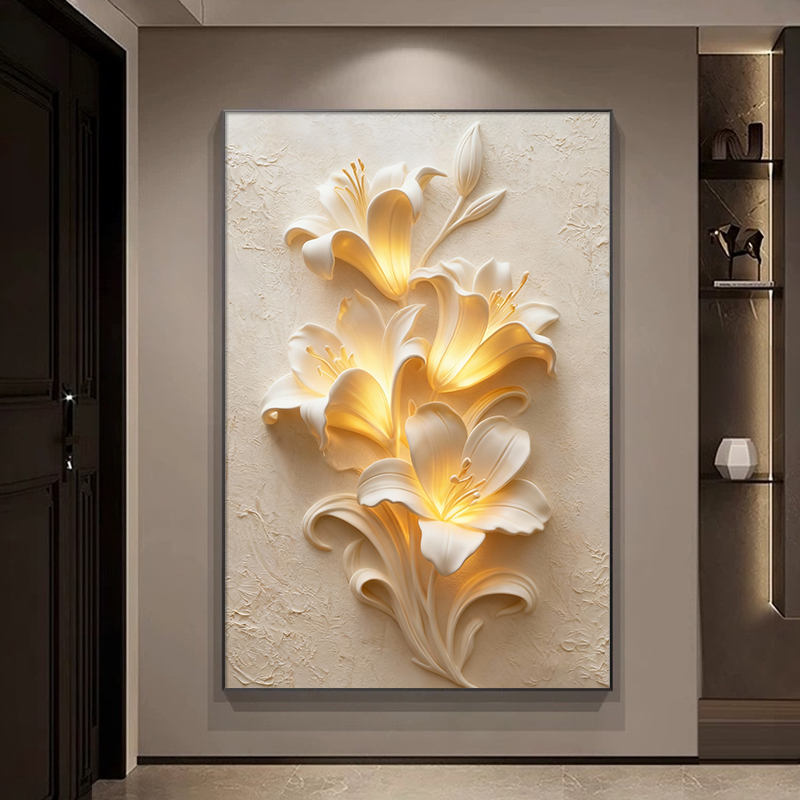 百合花装饰画客厅玄关挂画