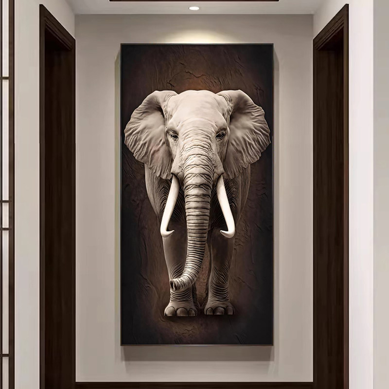 现代简约大象玄关装饰画高级感走廊过道尽头墙壁画入户正对门挂画
