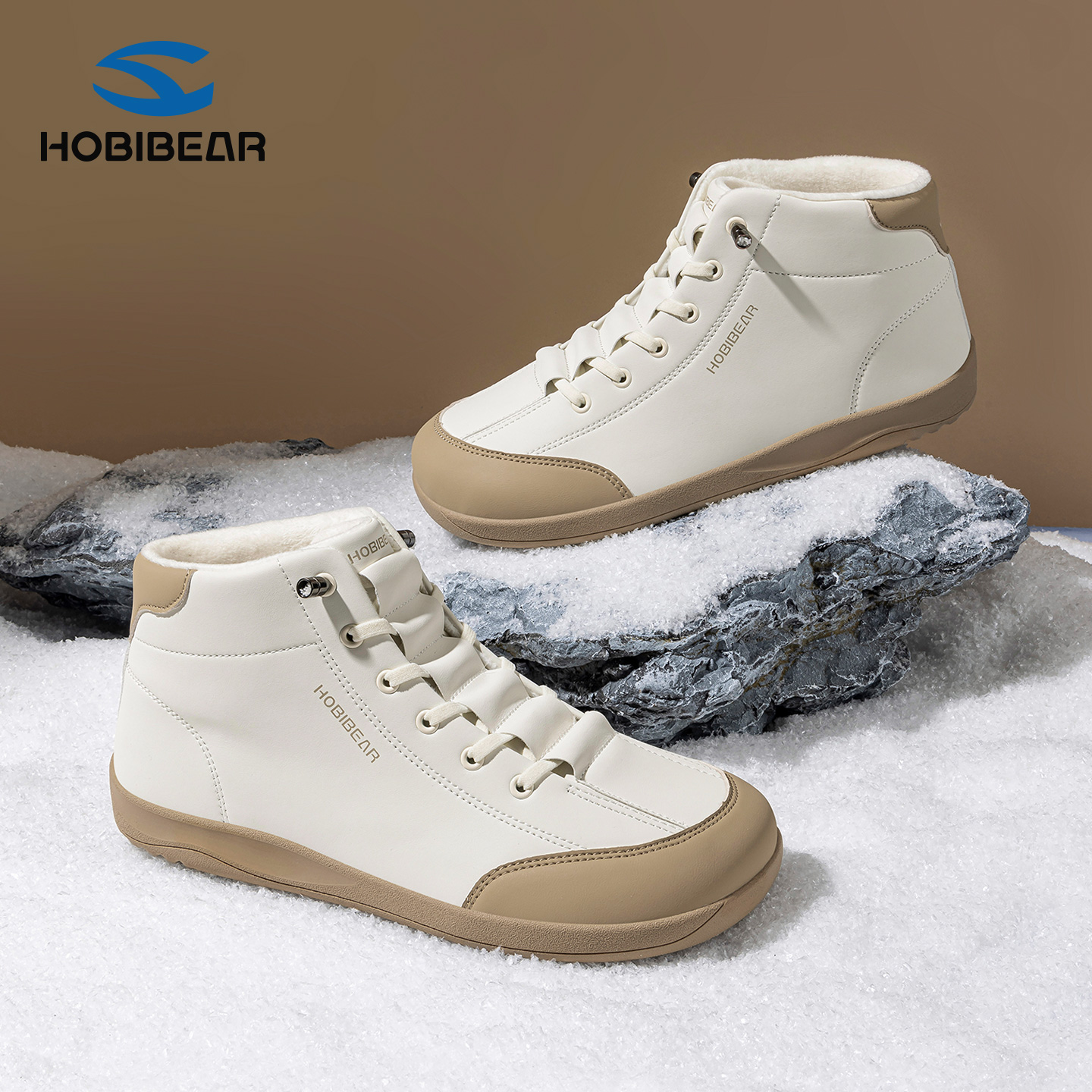 HOBIBEAR高帮鞋软底软皮加绒保暖