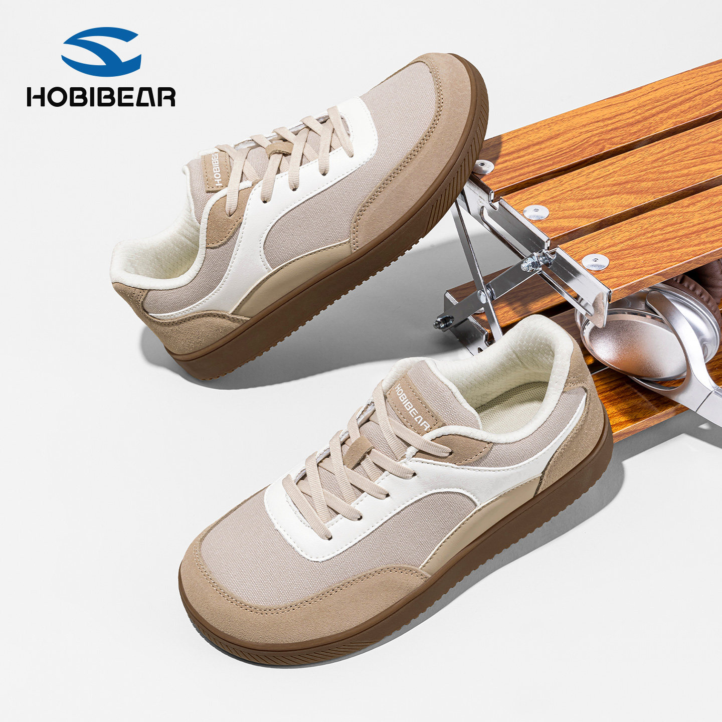 HOBIBEAR德训鞋男女复古百搭宽楦运动板鞋舒适防滑软底通勤休闲鞋