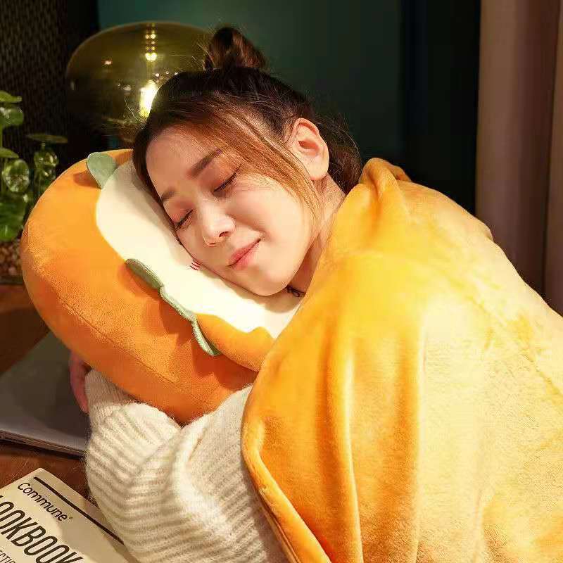 卡通加高办公室座椅靠背垫护腰靠垫靠枕椅子腰靠二合一孕妇抱枕毯