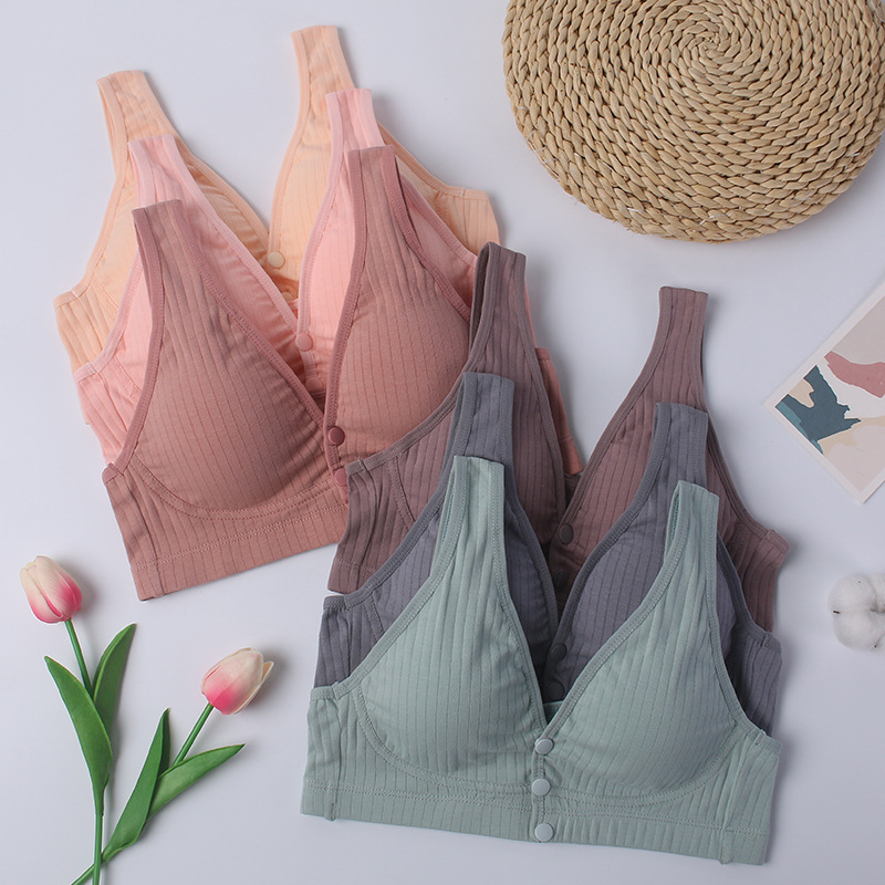 哺乳文胸聚拢不下垂睡眠背心式孕妇内衣前开扣无钢圈孕期产运动垫