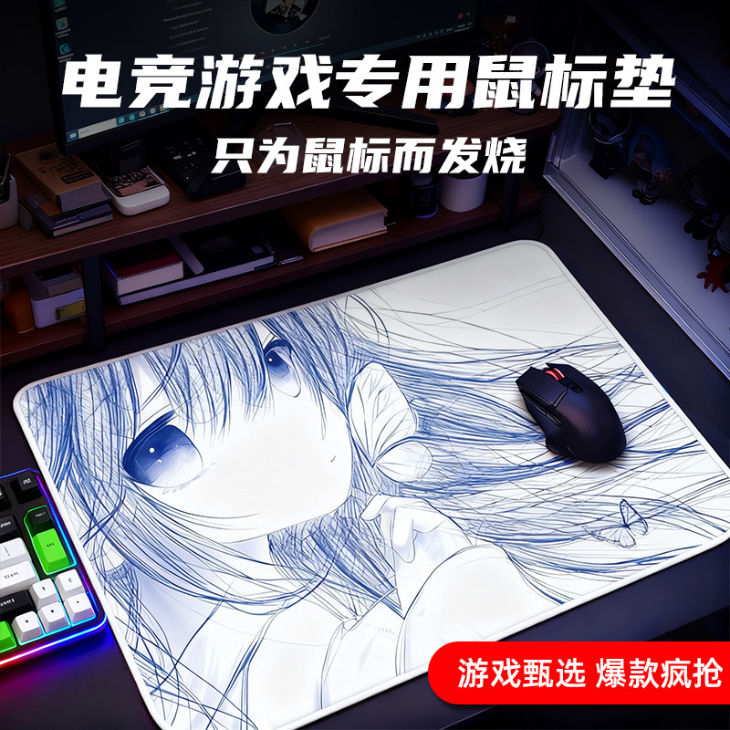 雷真电竞—二次元线稿fps专用无畏契约 CSGO三角洲顺滑电竞鼠标垫