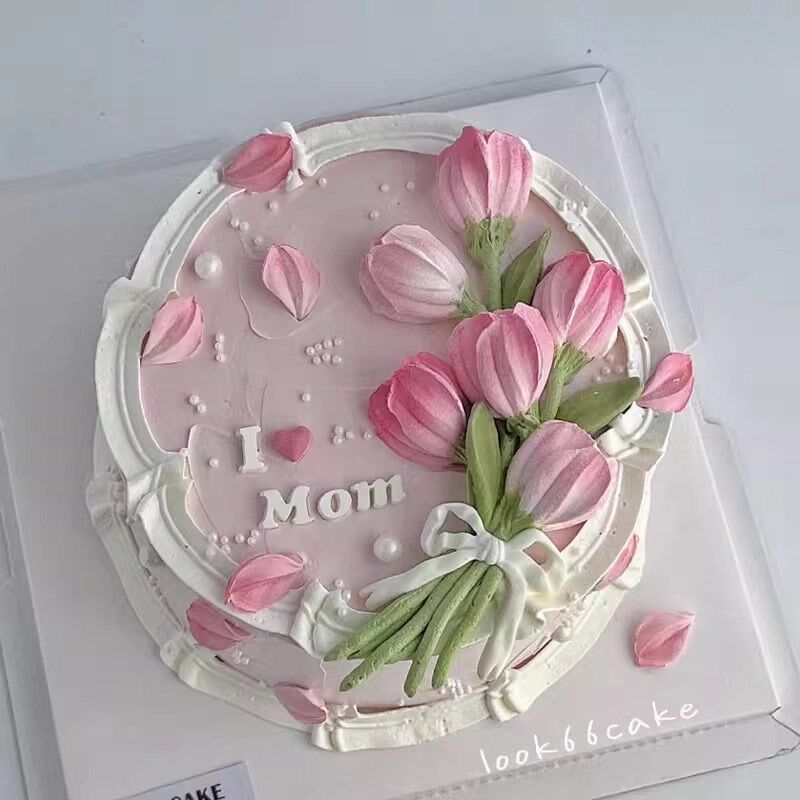 热销母亲节郁金香刮刀花蛋糕装饰硅胶模具五瓣花翻糖巧克力花瓣烘