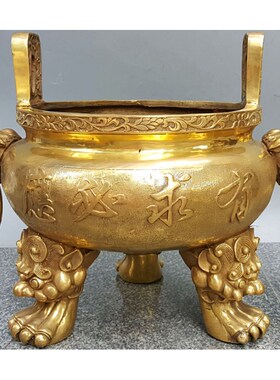 热销香炉纯铜有求必应香炉 圆鼎三足鼎炉 招财进宝寺院寺庙祠堂大