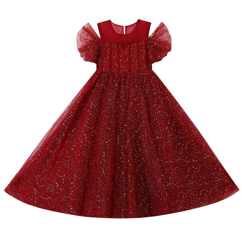 夏季公主裙婚纱礼服女中大童长款连衣裙钢琴演奏走秀主持人表演服