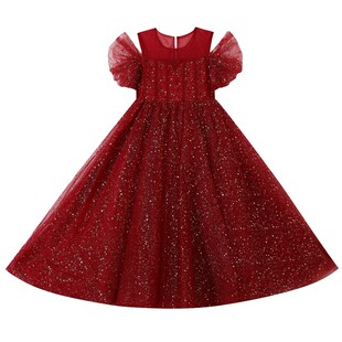 夏季 连衣裙钢琴演奏走秀主持人表演服 公主裙婚纱礼服女中大童长款