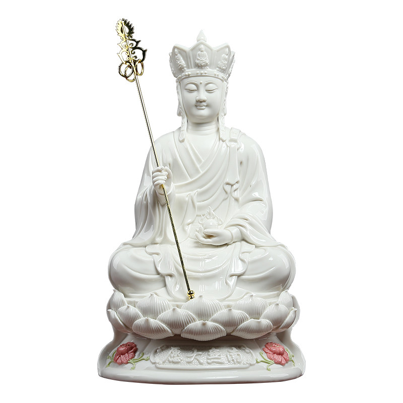 戴玉堂 德化白瓷12/14吋南无地藏菩萨佛像供奉陶瓷地藏王像摆件