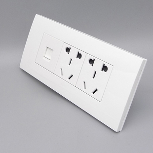 118型中号十孔千兆网络电脑墙壁开关国标10A面板RJ45六类电脑五孔