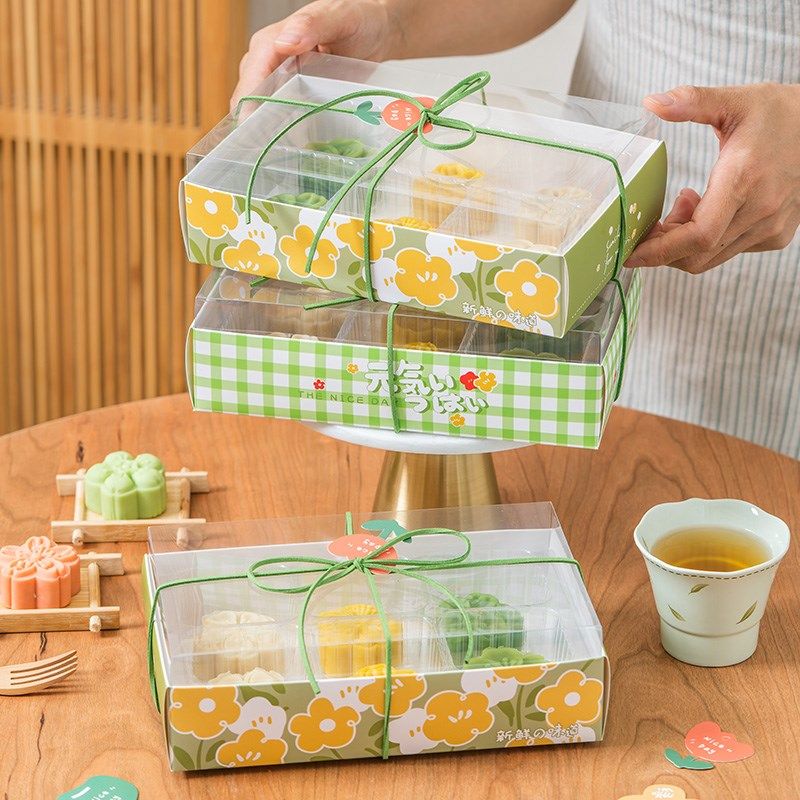 2024中秋节新款月饼包装盒礼盒绿豆糕冰皮月饼蛋黄酥6粒装空盒子