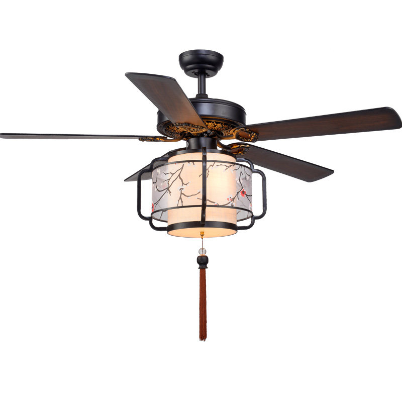 新中式风扇灯 餐厅吊扇灯中国风禅意复古茶室民宿风扇吊灯电扇灯