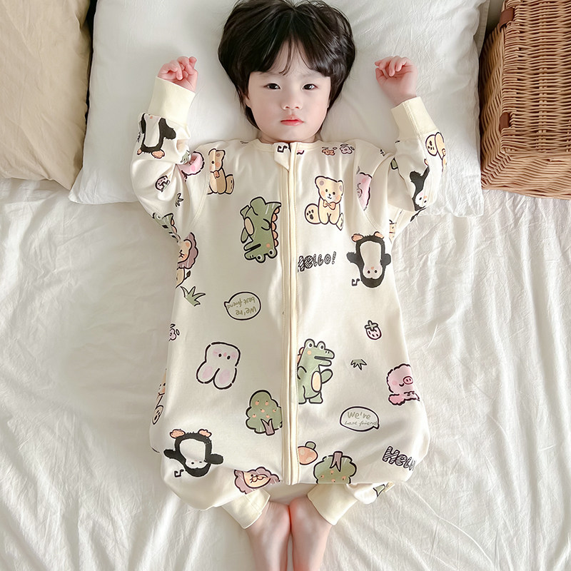 儿童睡袋纯棉男童春秋婴儿防踢被分腿春夏薄款宝宝四季恒温睡衣女