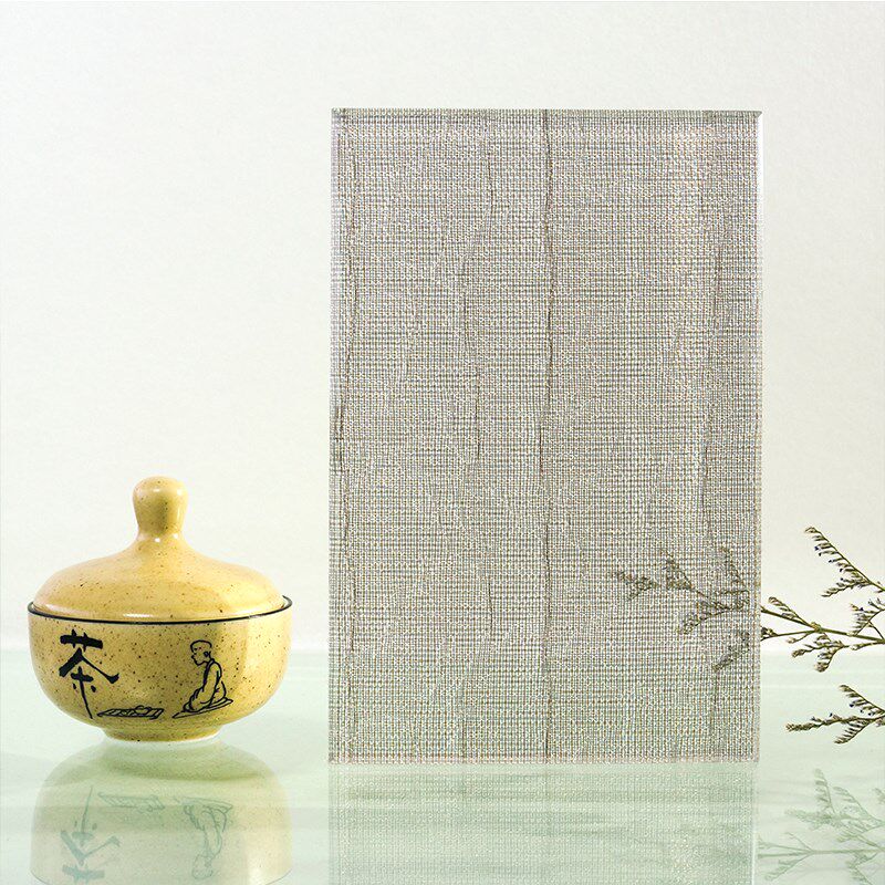 夹胶玻璃夹丝艺术工艺压花雕刻瓦楞渐变色装饰背景墙隔断屏风定制
