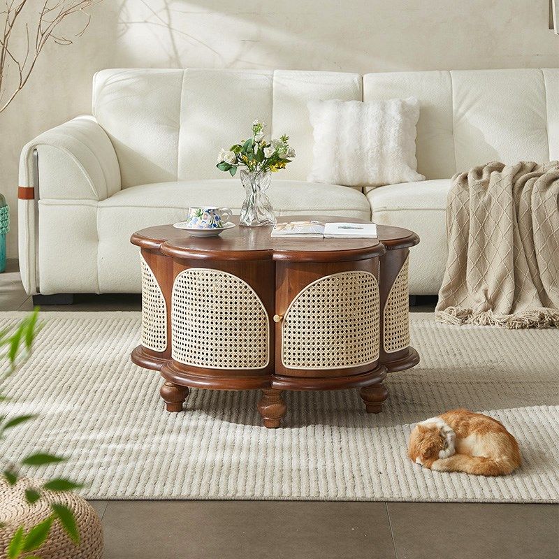日式复古藤编茶几小户型家用中古风小茶台白蜡木轻奢客厅圆形圆几,住宅家具,茶几,淘宝优惠券,粉丝福利购,淘宝优惠卷
