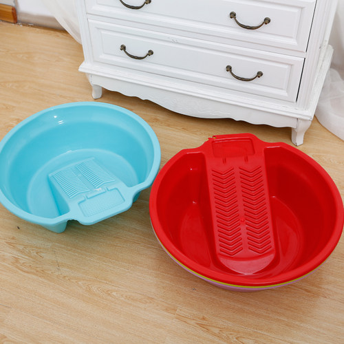 塑料带搓衣板婴儿洗衣盆一体宝宝带洗衣板的洗衣盆带搓板脸盆学生