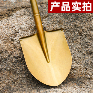 奠基铲金铲子封顶开工大吉仪式工具动土庆典专用花球金色全钢铁锹