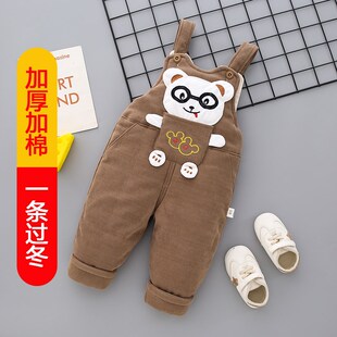 婴儿背带裤秋冬加厚连体裤保暖外穿棉服男童裤子一条过冬宝宝棉裤