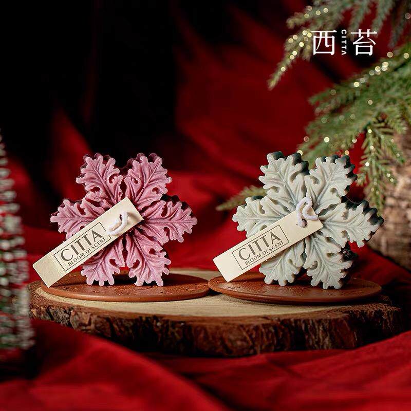 CITTA/西苔雪花香薰蜡烛家用卧室持久圣诞香氛礼盒冬日雪花造型