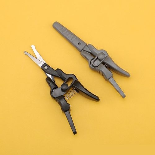 迷你剪刀大全不锈钢塑料鼻毛剪刀手动圆头绿色蓝色美容剪男士修眉