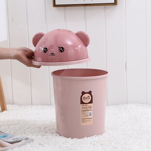 卡通翻盖垃圾桶塑料办公室宿舍卫生间防臭厨房卧室可爱带盖纸篓子