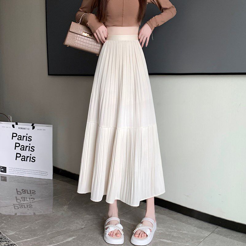 垂感高腰半身裙女春夏装2024新款高级感蛋糕半裙遮跨a字百褶裙子