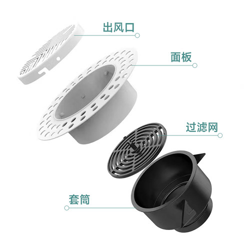 预埋新风口圆形无边框高端室内可调新风系统嵌入式超薄排风通风口