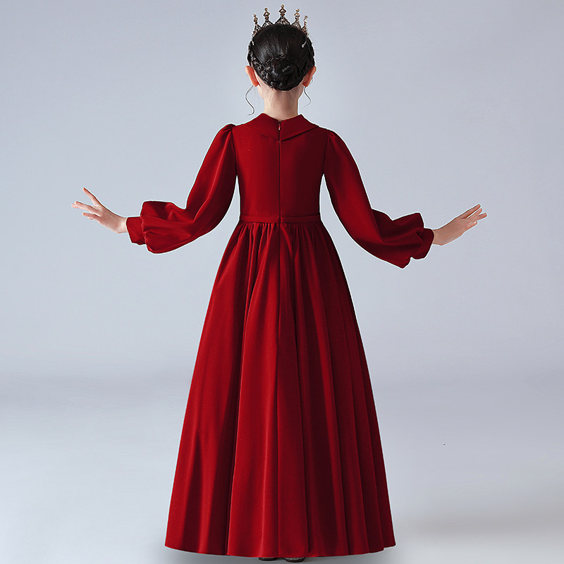 2024新款女童钢琴演奏小提琴晚礼服高端儿童长袖主持人演出公主裙