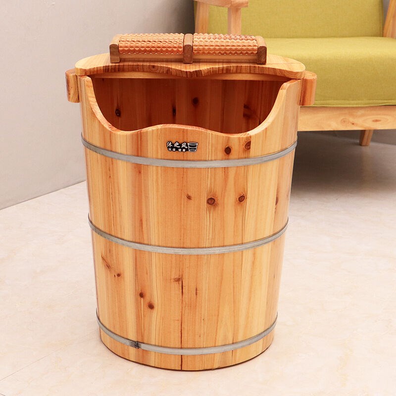 45cm高弯口杉木泡脚木桶木盆足浴桶泡脚桶洗脚盆木桶45CM高弯口木