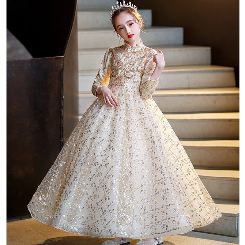 女大童大码高端加厚新年礼服公主裙婚纱裙蓬蓬纱主持人钢琴演出服