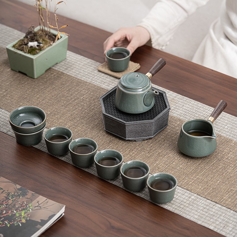 青瓷开片可养陶瓷茶具套装家用功夫茶具套组办公室会客泡茶工具