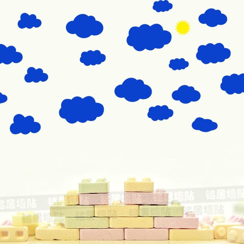 教室装饰贴纸儿童房卧室布置墙贴幼儿园云朵太阳天花板白云贴画,家居饰品,涂鸦墙贴,淘宝优惠券,粉丝福利购,淘宝优惠卷