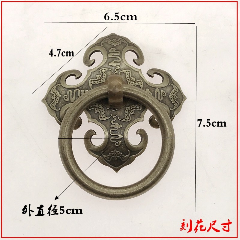 纯铜古典家具铜拉手把手门环古建大门柜门单孔黄铜拉环圆环铜配件
