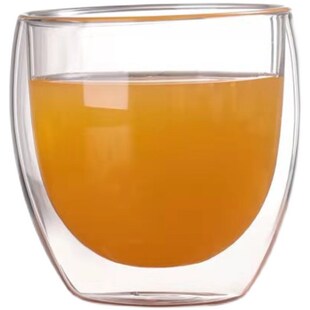 高硼硅透明玻璃杯 双层隔热蛋形早餐杯牛奶杯 家用果汁情侣杯