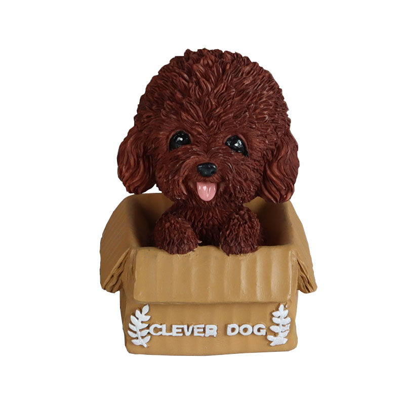 创意可爱纸箱摇头小狗狗摆件桌面装饰萌宠泰迪小摆设玩偶礼物礼品