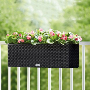 花箱种植箱户外墙壁阳台栏杆悬挂式花盆家用长方形种菜盆置物架黑