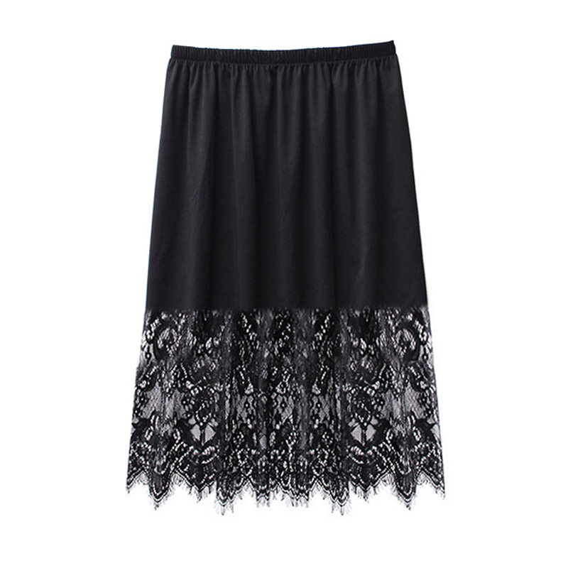 长款蕾丝拼接a字裙内衬裙打底高腰防走光内搭百搭显瘦女士半身裙