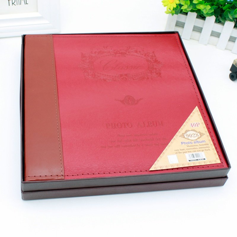 高档 皮面相册 5/6/7/8/9/10/12寸 自粘式粘贴覆膜式DIY影集 80面