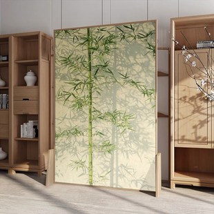 东方美学新中式实木移动屏风隔断客厅入户遮挡玄关背景墙竹影座屏