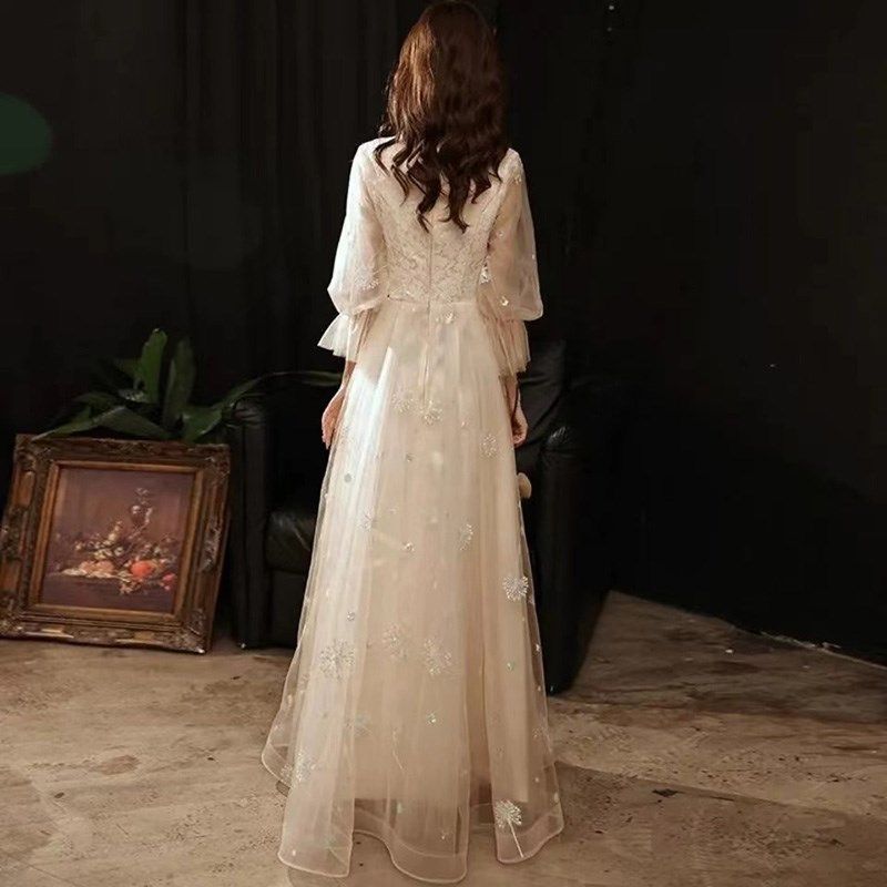 年会中式晚礼服宴会主持人钢琴古筝演奏演出服艺考毕业典礼礼服裙